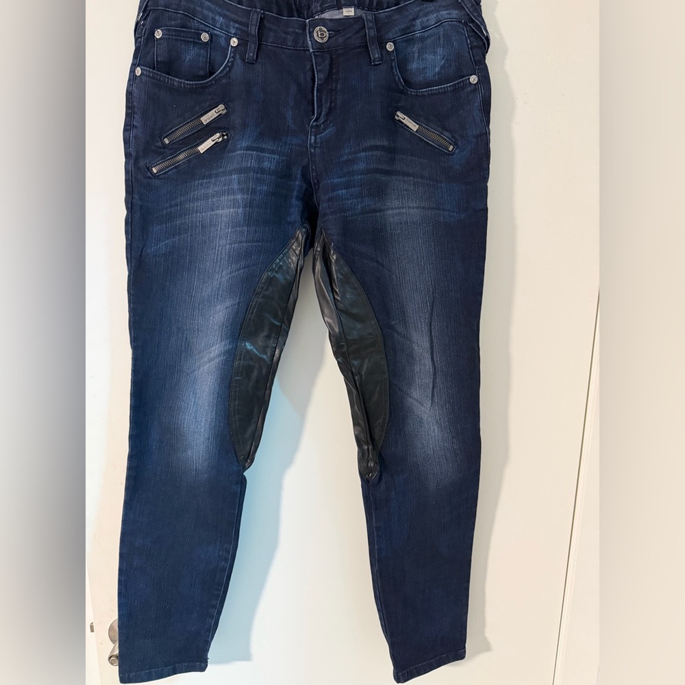 bebe Dark Wash Jeans with Zippered Pockets
